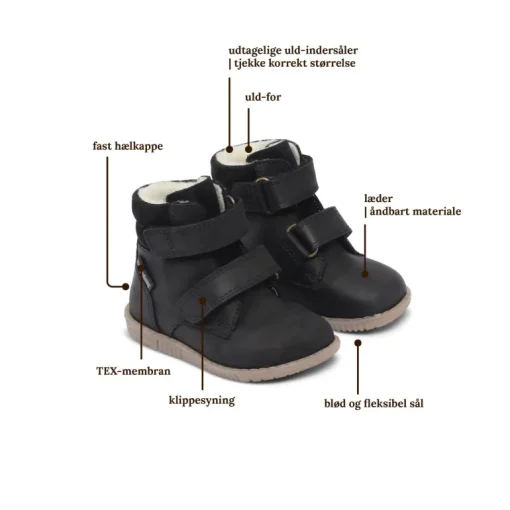 SORT RABBIT STRAP TEX STØVLE